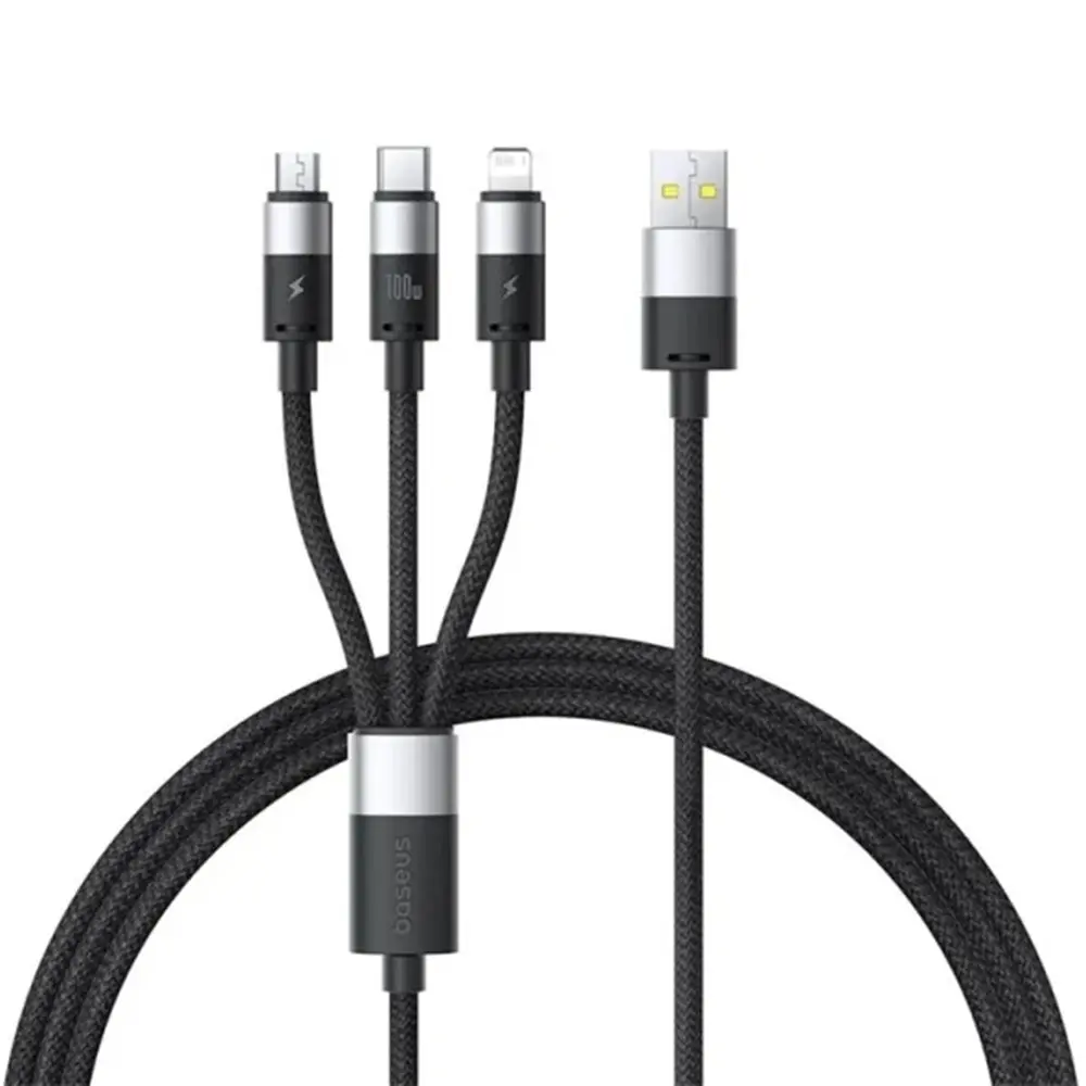 Baseus kabel StarSpeed USB na Type-C Lightning Micro-USB 100W 1.5m černý