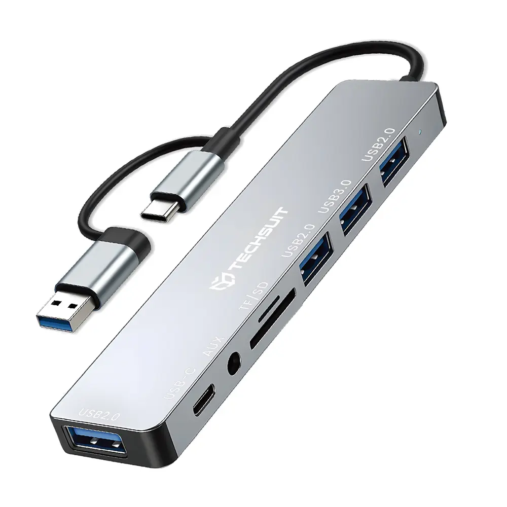 Techsuit Docking Station DataBridge 8 in 1 H9 USB Type-C šedá