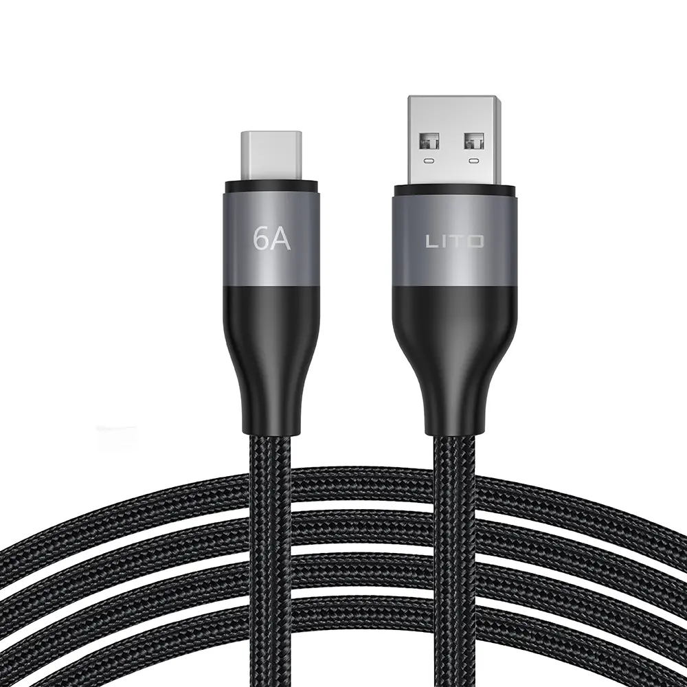 Lito Data Cable LD23T USB na Type-C Rychlé nabíjení Pletený nylon 1m Šedá