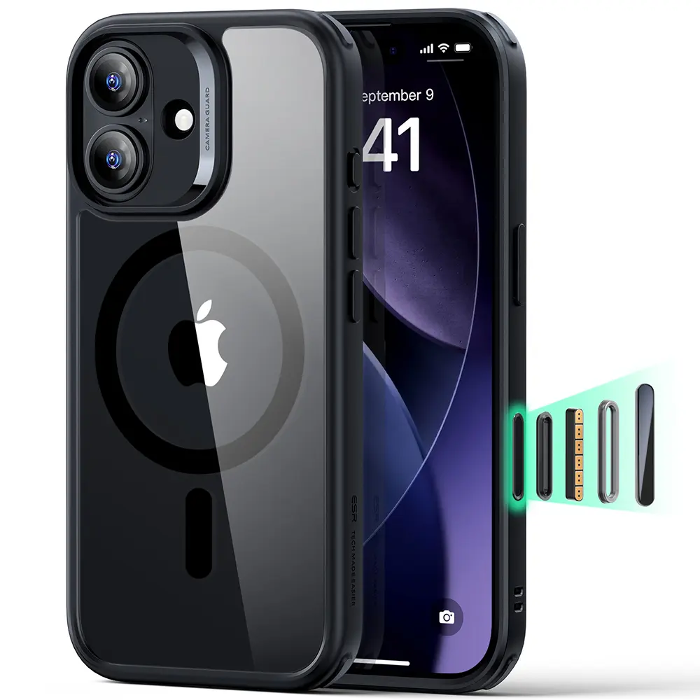 ESR Classic Hybrid HaloLock pro iPhone 17 černá průhledná