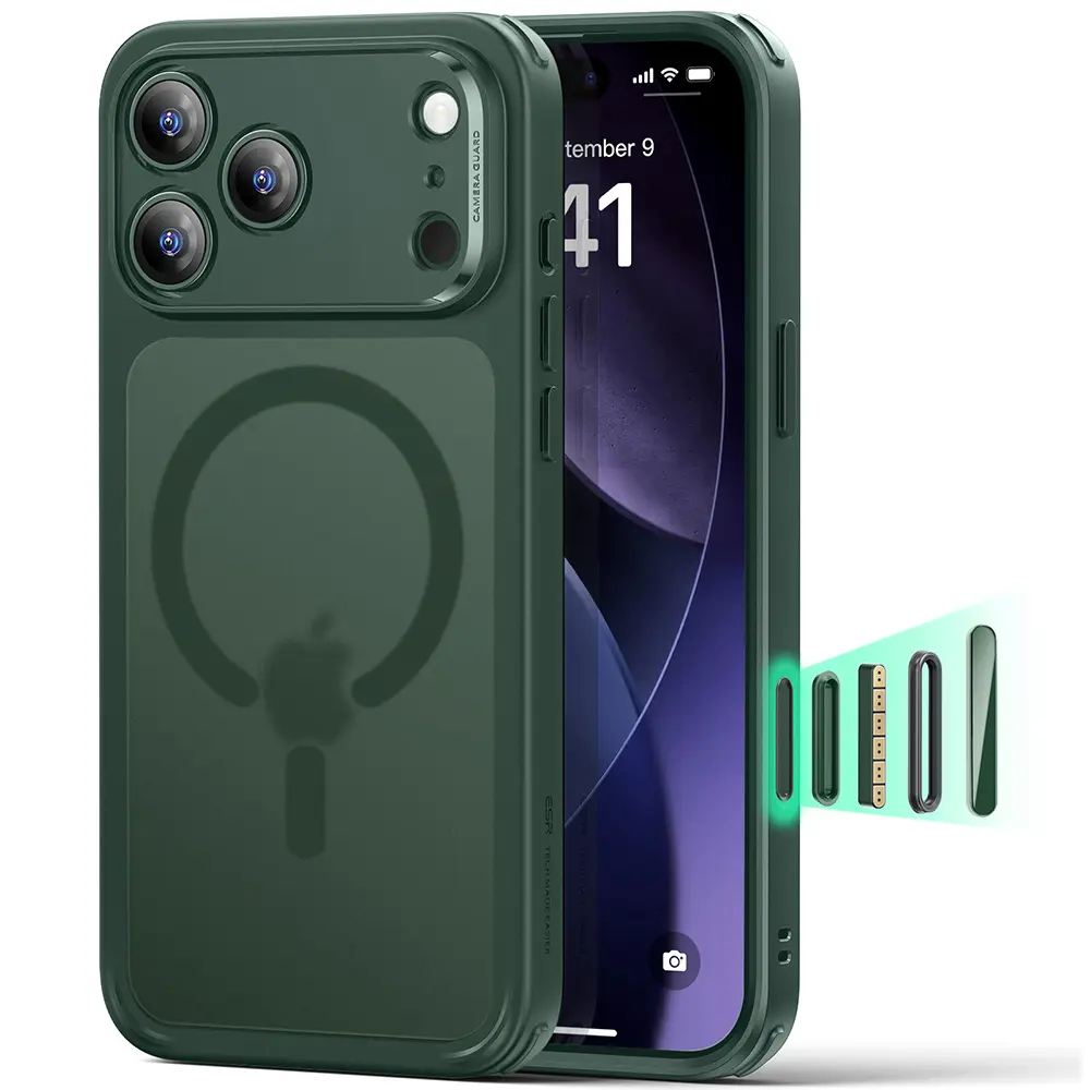 ESR Classic Hybrid HaloLock pro iPhone 17 Pro Zelená Mlha