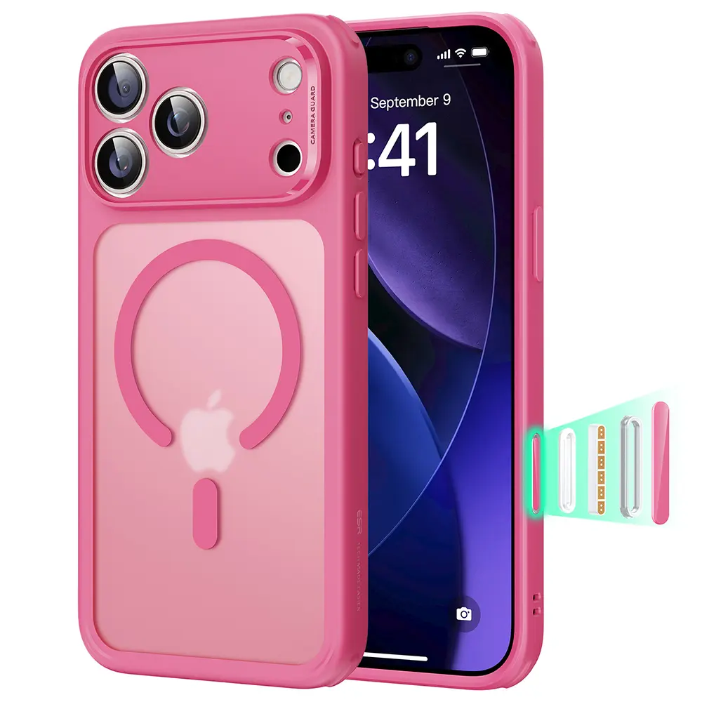 ESR Classic Hybrid HaloLock pro iPhone 17 Pro v matně růžové
