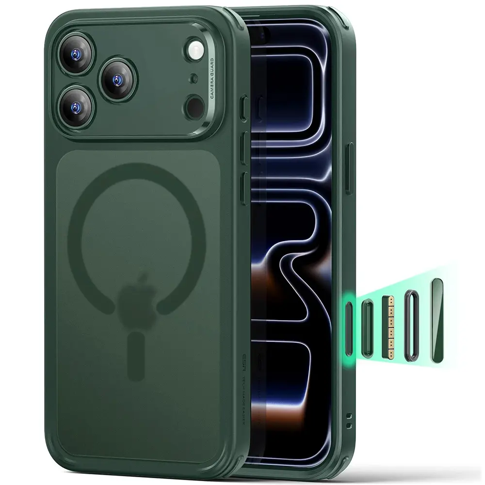 ESR Classic Hybrid HaloLock pro iPhone 17 Pro Max Zelená Mlha