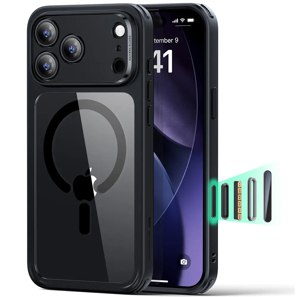 ESR Classic Hybrid HaloLock iPhone 17 Pro Max černá průhledná