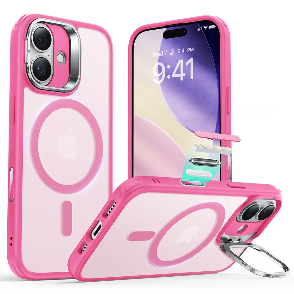 ESR Classic Hybrid HaloLock Kickstand pro iPhone 17 v matné růžové