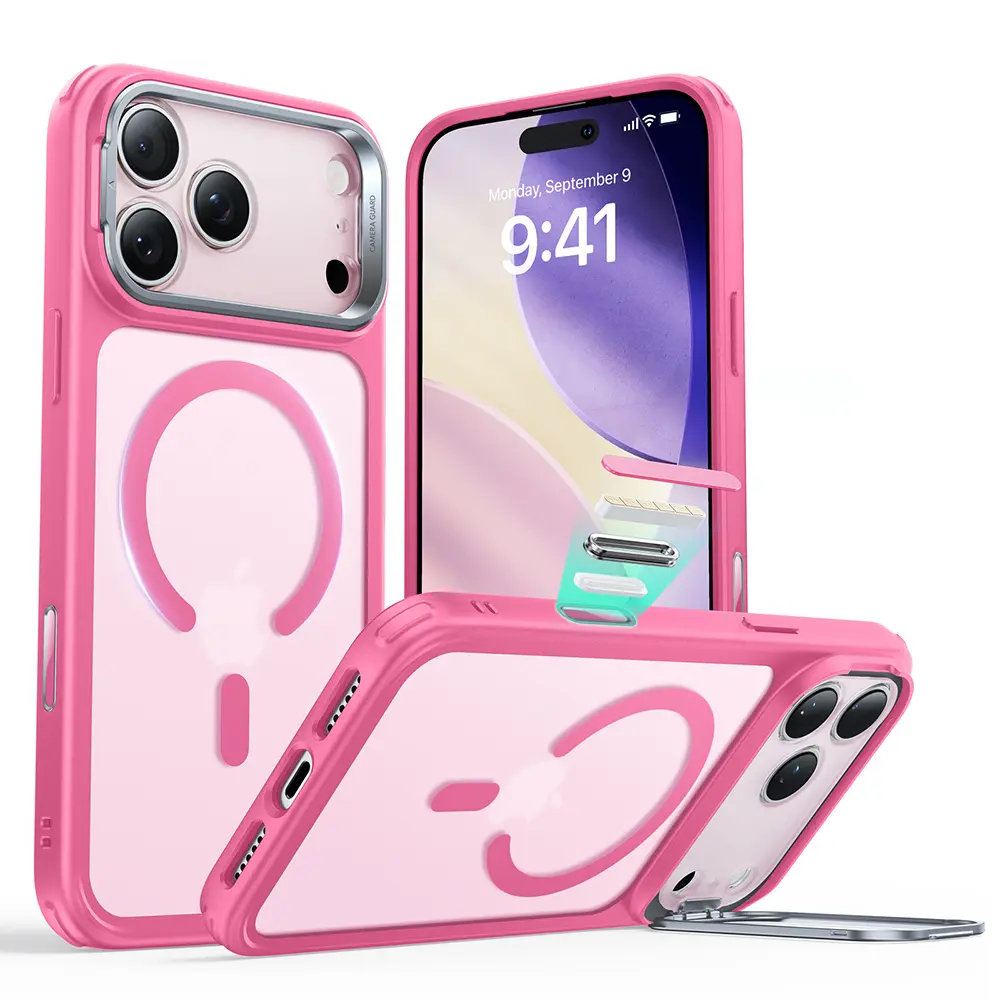 ESR Classic Hybrid HaloLock Kickstand iPhone 17 Pro matně růžová