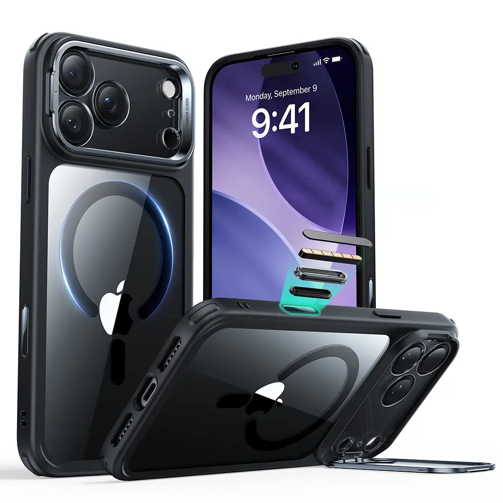 ESR Classic Hybrid HaloLock Kickstand iPhone 17 Pro černá průhledná