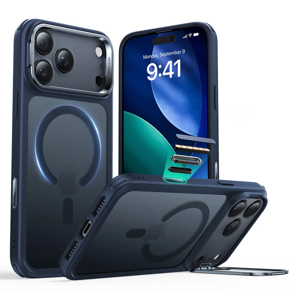 ESR Classic Hybrid HaloLock Kickstand pro iPhone 17 Pro Max v matné modré