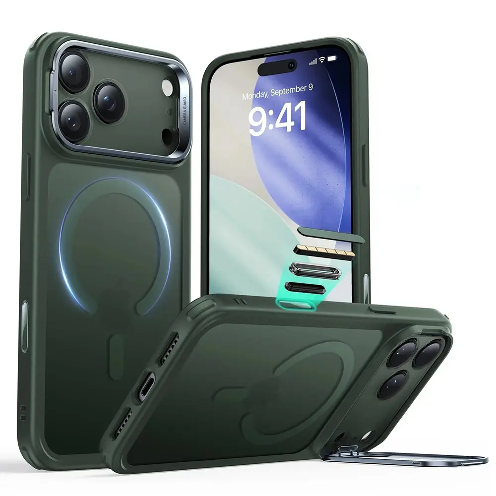 ESR Classic Hybrid HaloLock Kickstand iPhone 17 Pro Max Zelená Mlha