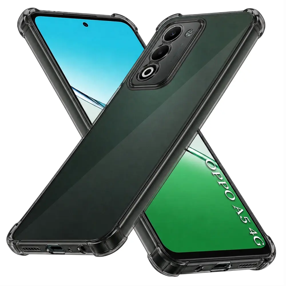Techsuit Shockproof průhledný silikon Oppo A5 4G A5 5G kouřově černý