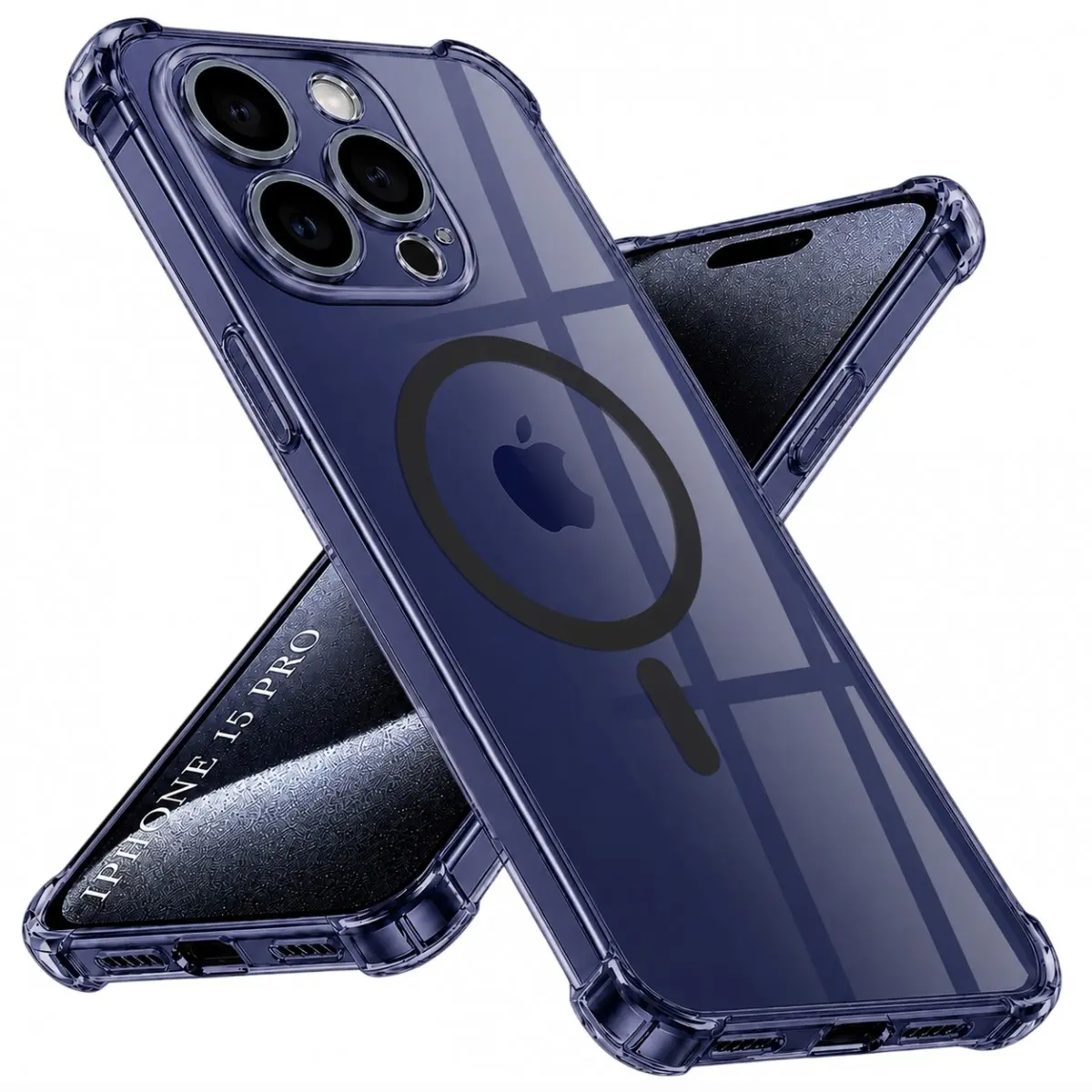Techsuit Shockproof průhledný silikon MagSafe iPhone 15 Pro kouřově černá