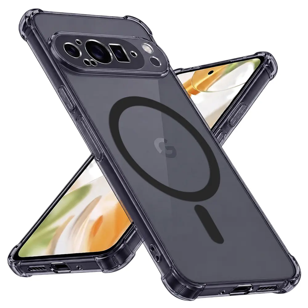 Techsuit – Shockproof Clear Silicone MagSafe odolný průhledný silikonový obal na Google Pixel 9 Pro XL – kouřově černý