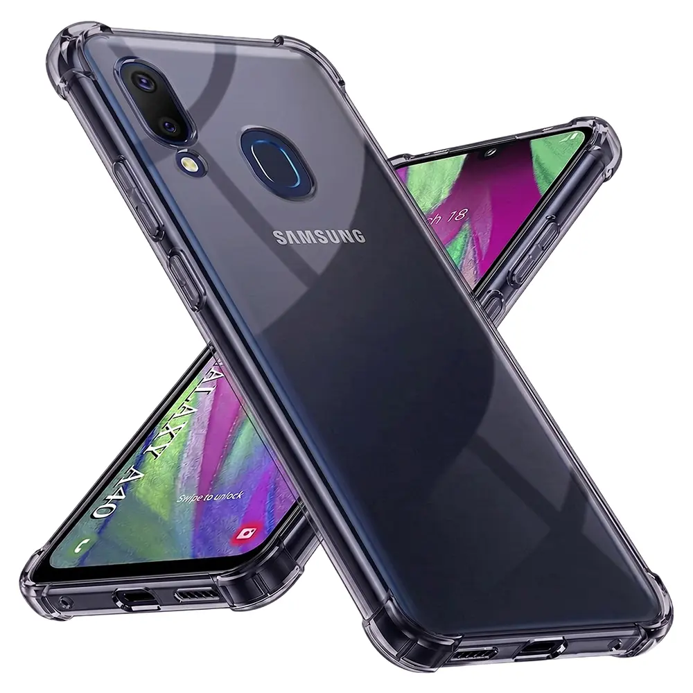 Techsuit Shockproof průhledný silikon Samsung Galaxy A40 kouřově černý
