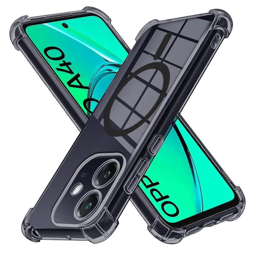 Techsuit Shockproof průhledný silikon MagSafe pro Oppo A40 4G kouřově černý
