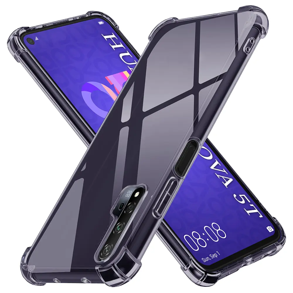 Techsuit Shockproof průhledný silikon Huawei Nova 5T Honor 20 kouřově černý
