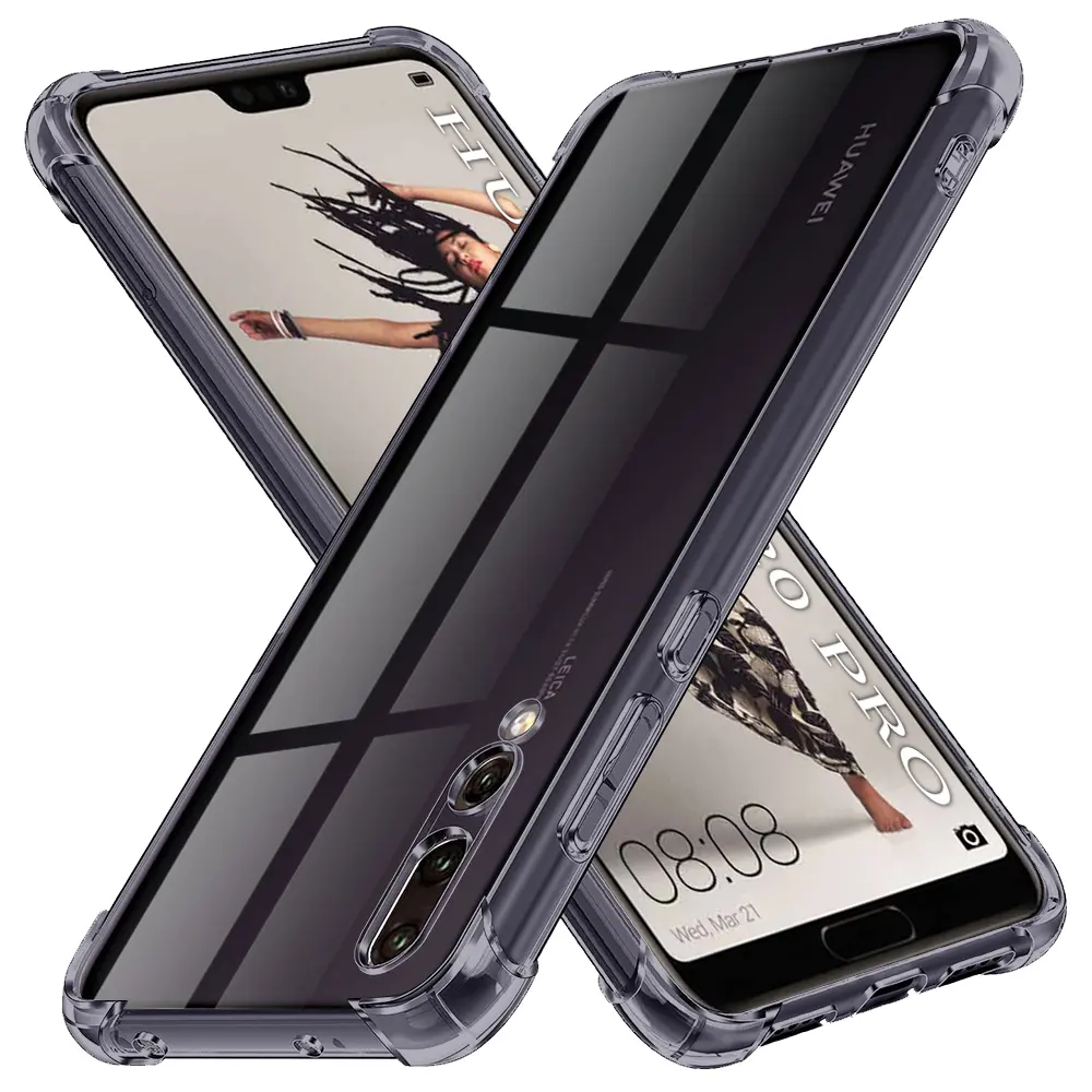 Techsuit Shockproof průhledný silikon Huawei P20 Pro kouřově černý