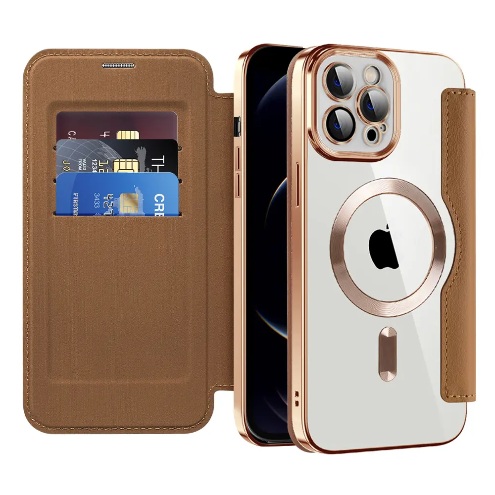 Pouzdro na knihu Techsuit SmartMag iPhone 12 Pro Max hnědé