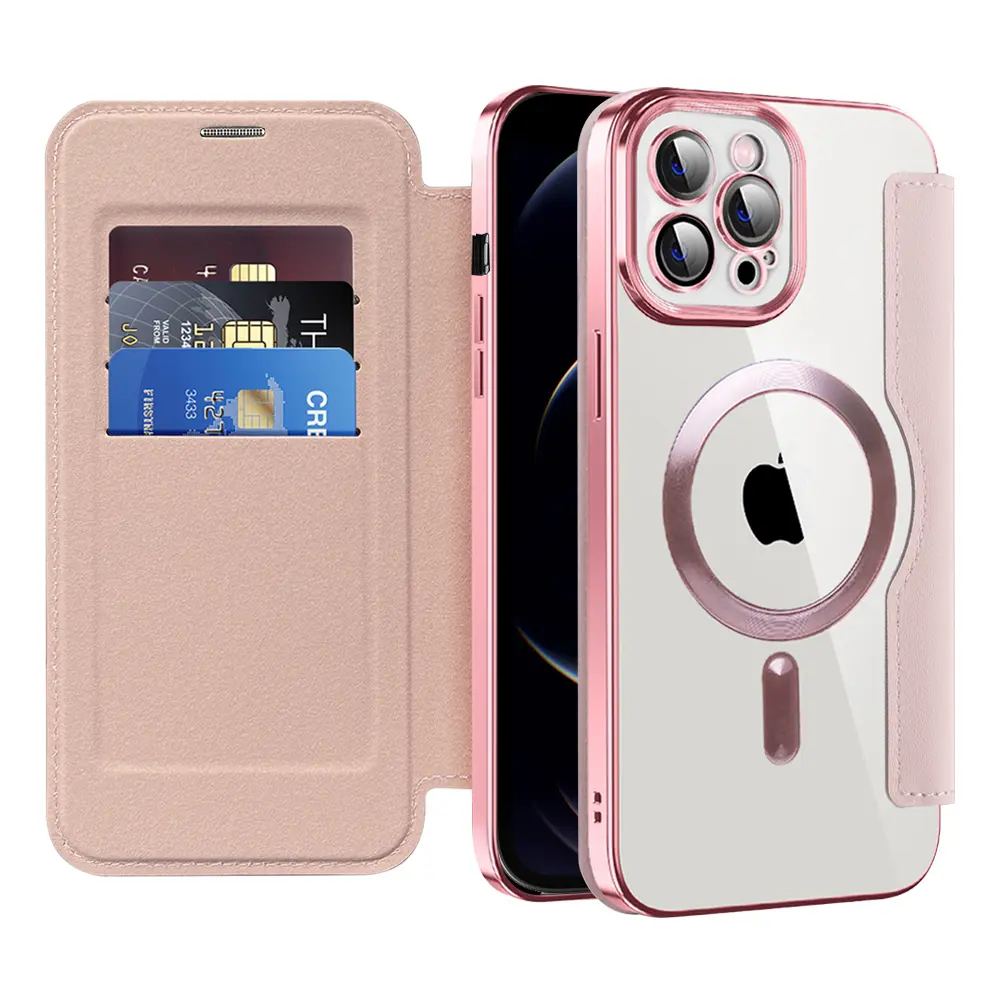 Pouzdro na knihu Techsuit SmartMag pro iPhone 12 Pro růžové