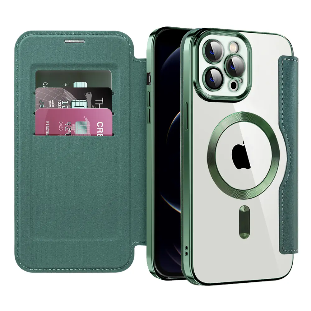 Pouzdro na knihu Techsuit SmartMag pro iPhone 12 Pro zelené