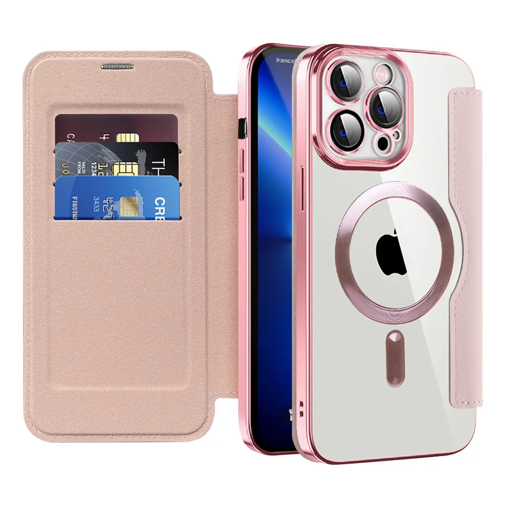 Pouzdro na knihu Techsuit SmartMag pro iPhone 13 Pro růžové