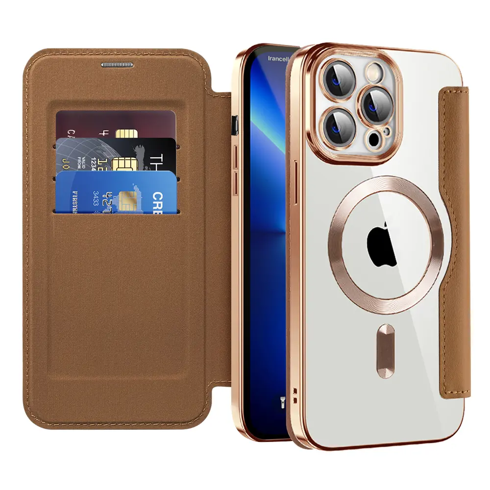 Pouzdro na knihu Techsuit SmartMag pro iPhone 13 Pro hnědé