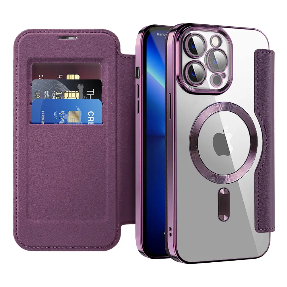 Pouzdro na knihu Techsuit SmartMag iPhone 13 Pro fialové