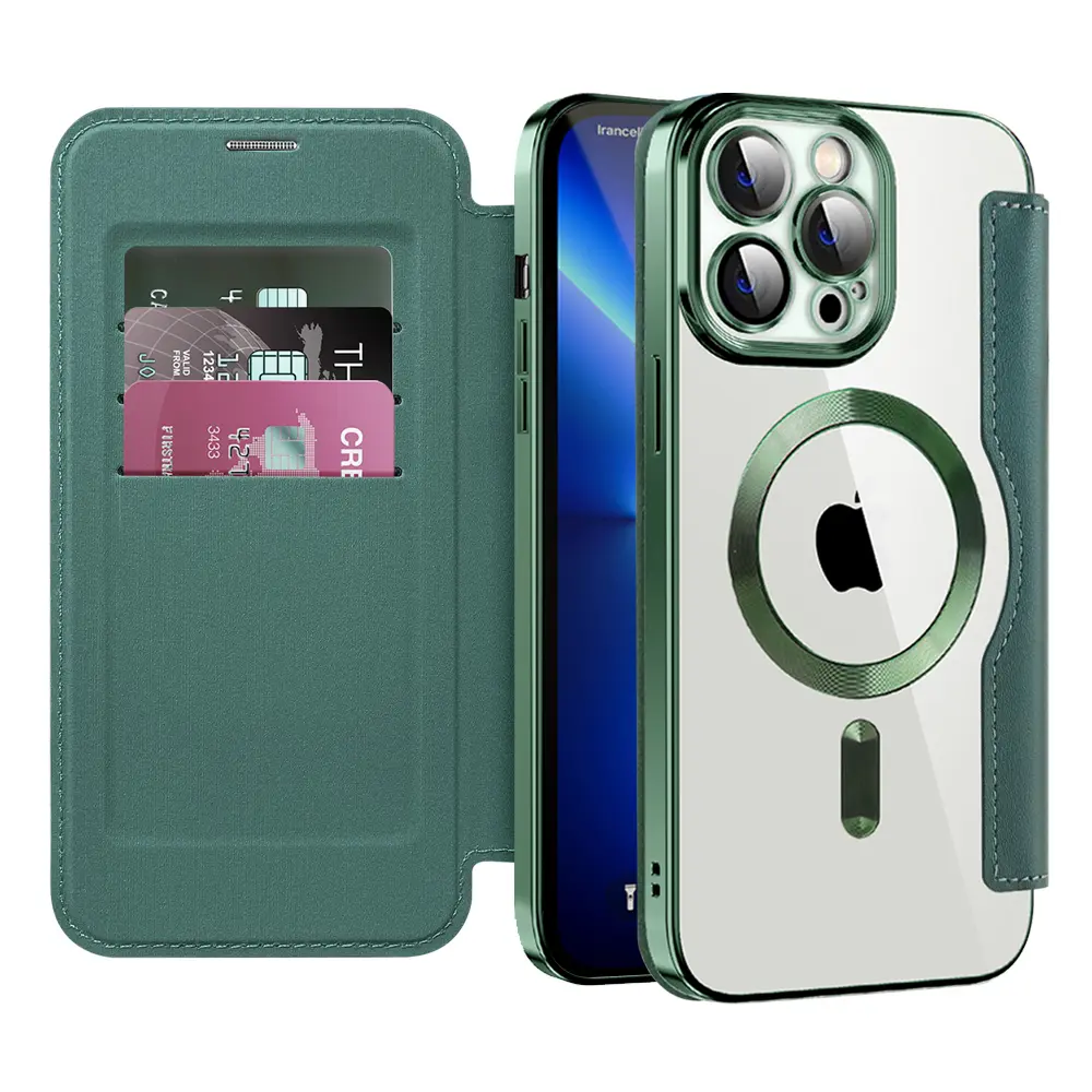 Pouzdro na knihu Techsuit SmartMag pro iPhone 13 Pro Max zelené
