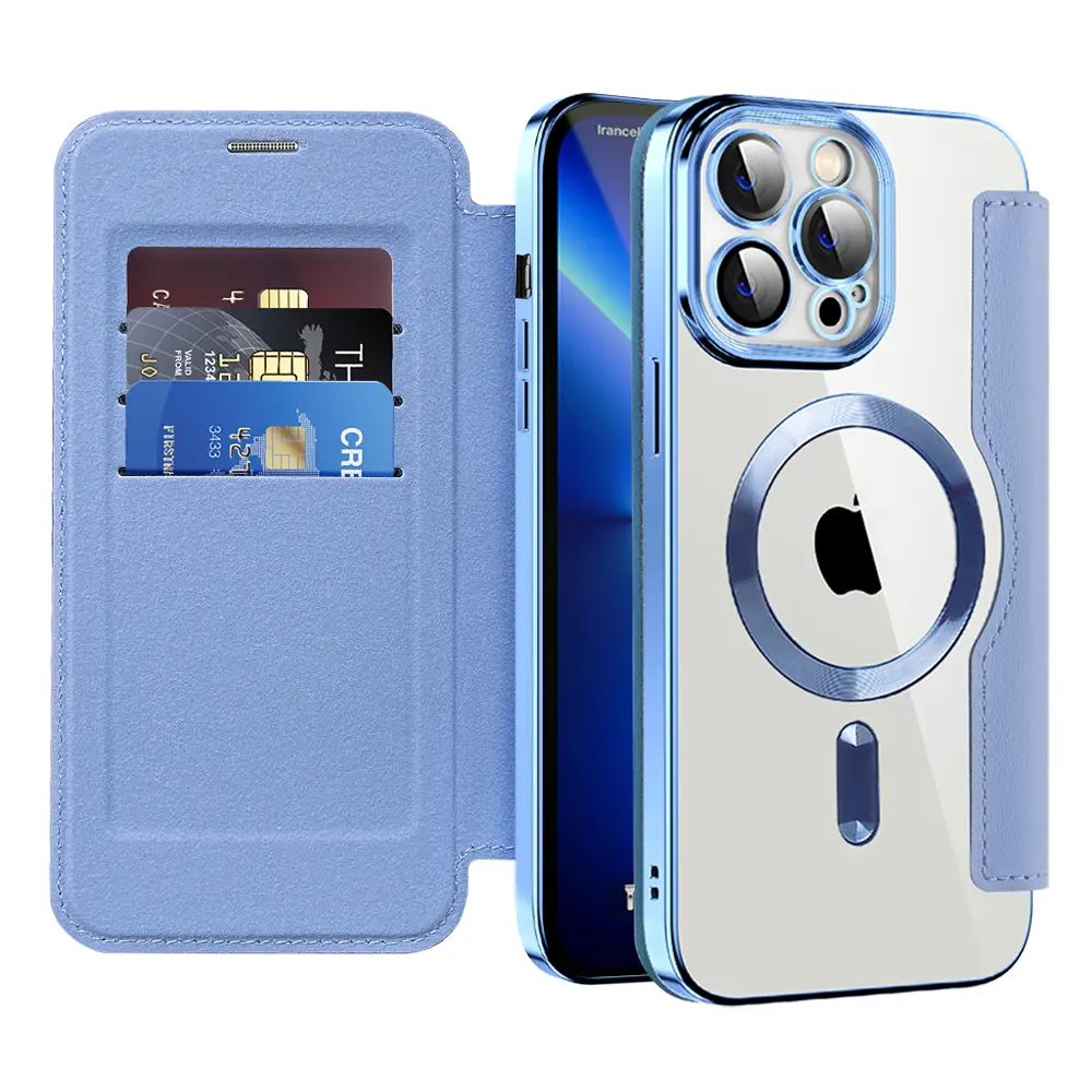 Pouzdro na knihu Techsuit SmartMag iPhone 13 Pro Max světle modrá