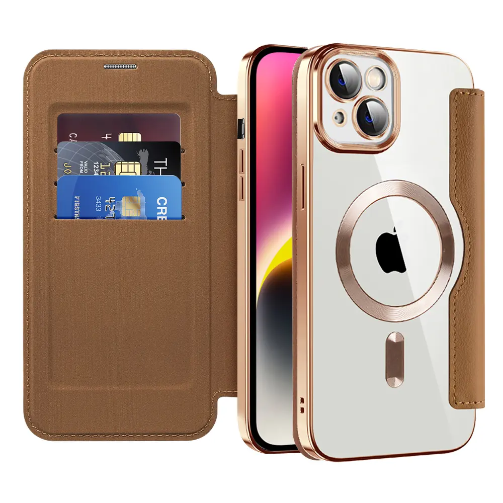 Pouzdro na knihu Techsuit SmartMag pro iPhone 14 hnědé