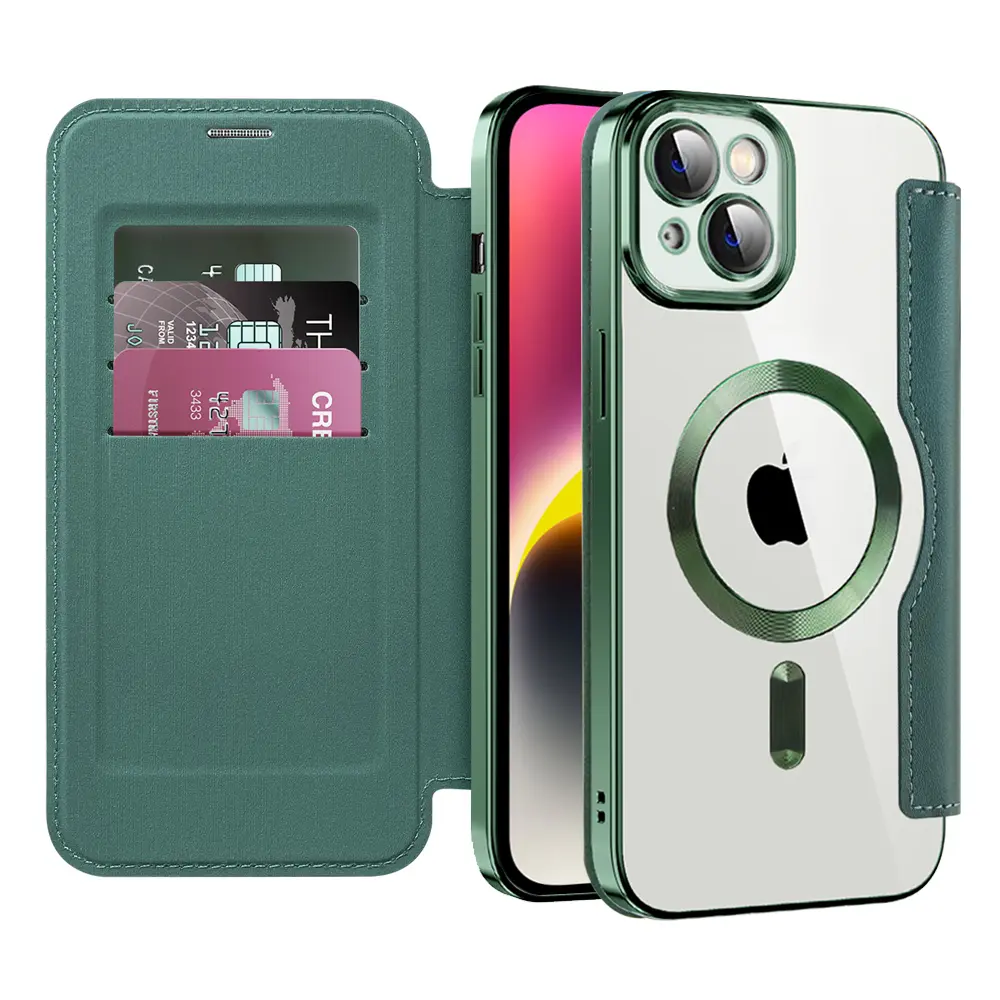 Pouzdro na knihu Techsuit SmartMag pro iPhone 14 zelené
