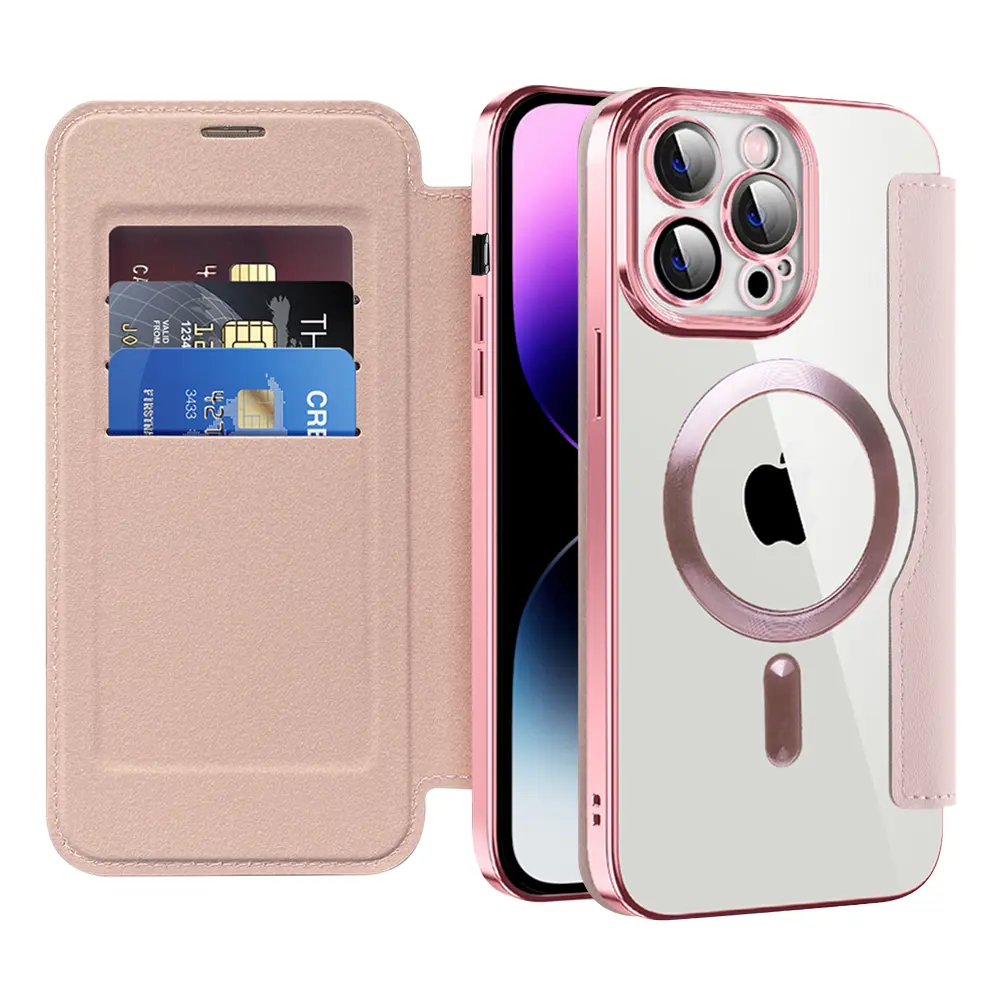 Techsuit SmartMag knížkové pouzdro iPhone 14 Pro Max růžové