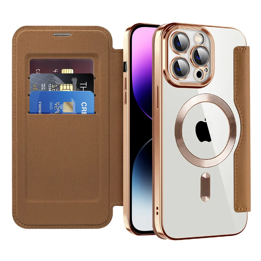 Pouzdro na knihu Techsuit SmartMag iPhone 14 Pro Max hnědé