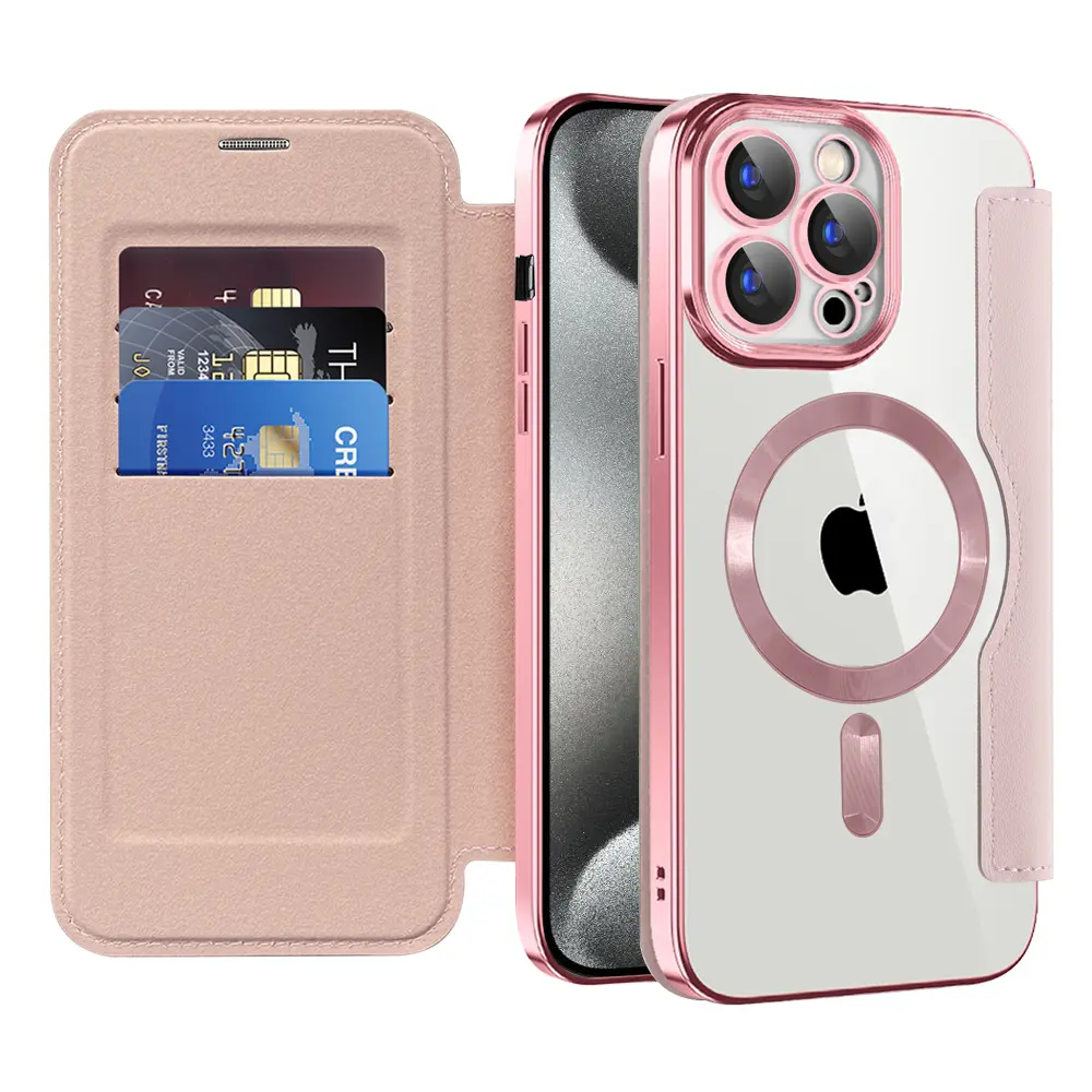 Pouzdro na knihu Techsuit SmartMag iPhone 15 Pro růžové