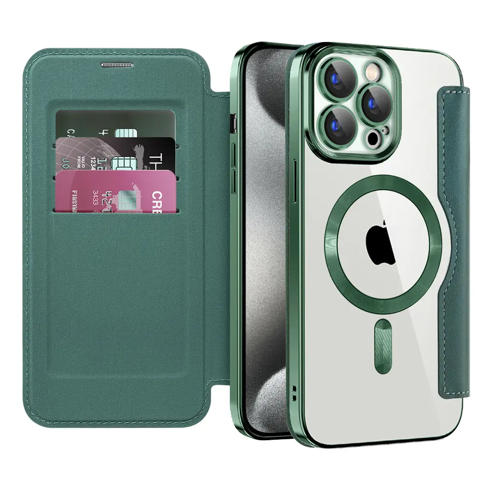 Pouzdro na knihu Techsuit SmartMag pro iPhone 15 Pro zelené