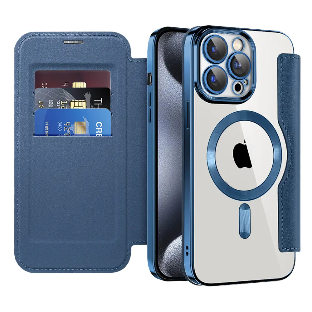 Pouzdro na knihu Techsuit SmartMag iPhone 15 Pro modré