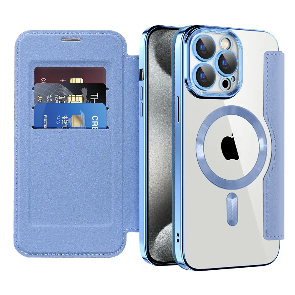 Pouzdro na knihu Techsuit SmartMag iPhone 15 Pro světle modrá
