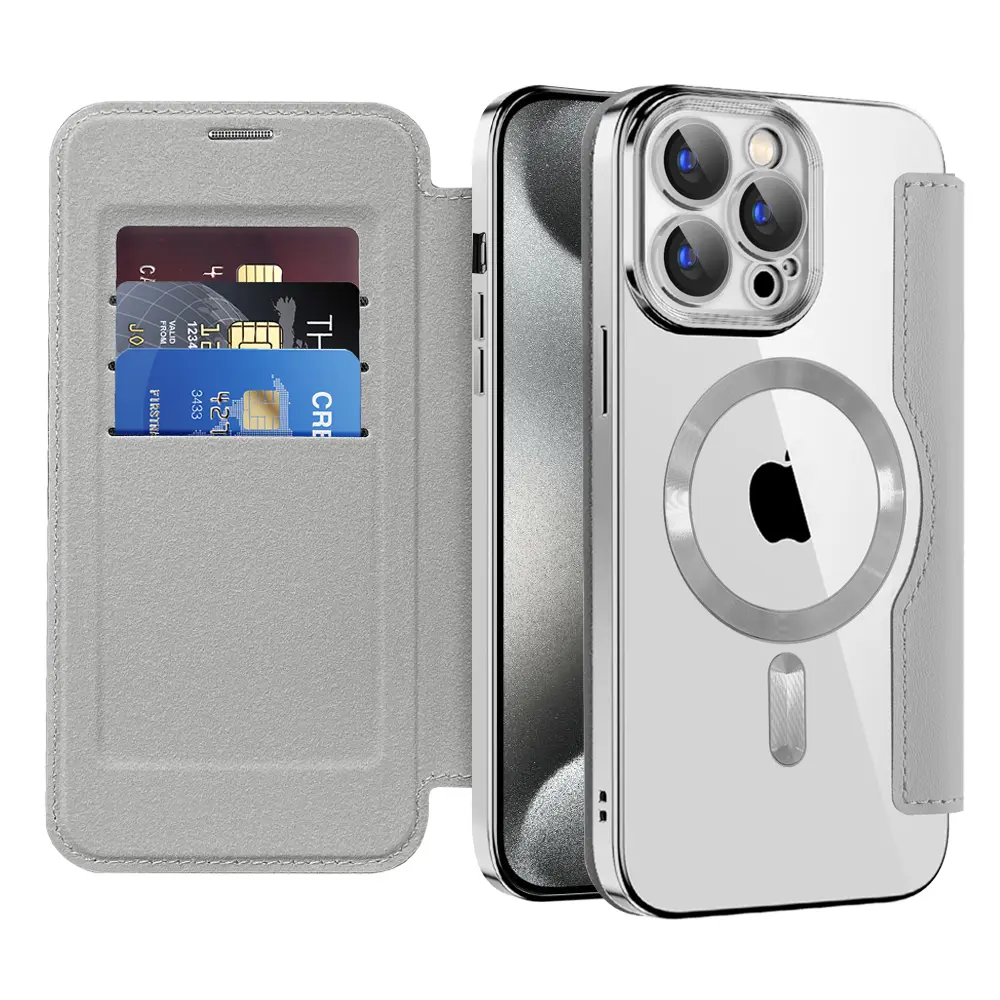 Techsuit SmartMag knížkové pouzdro iPhone 15 Pro šedé