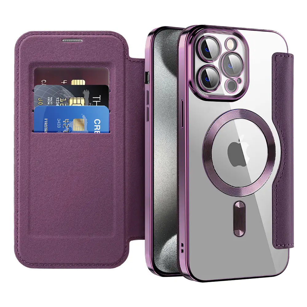 Pouzdro na knihu Techsuit SmartMag iPhone 15 Pro fialové