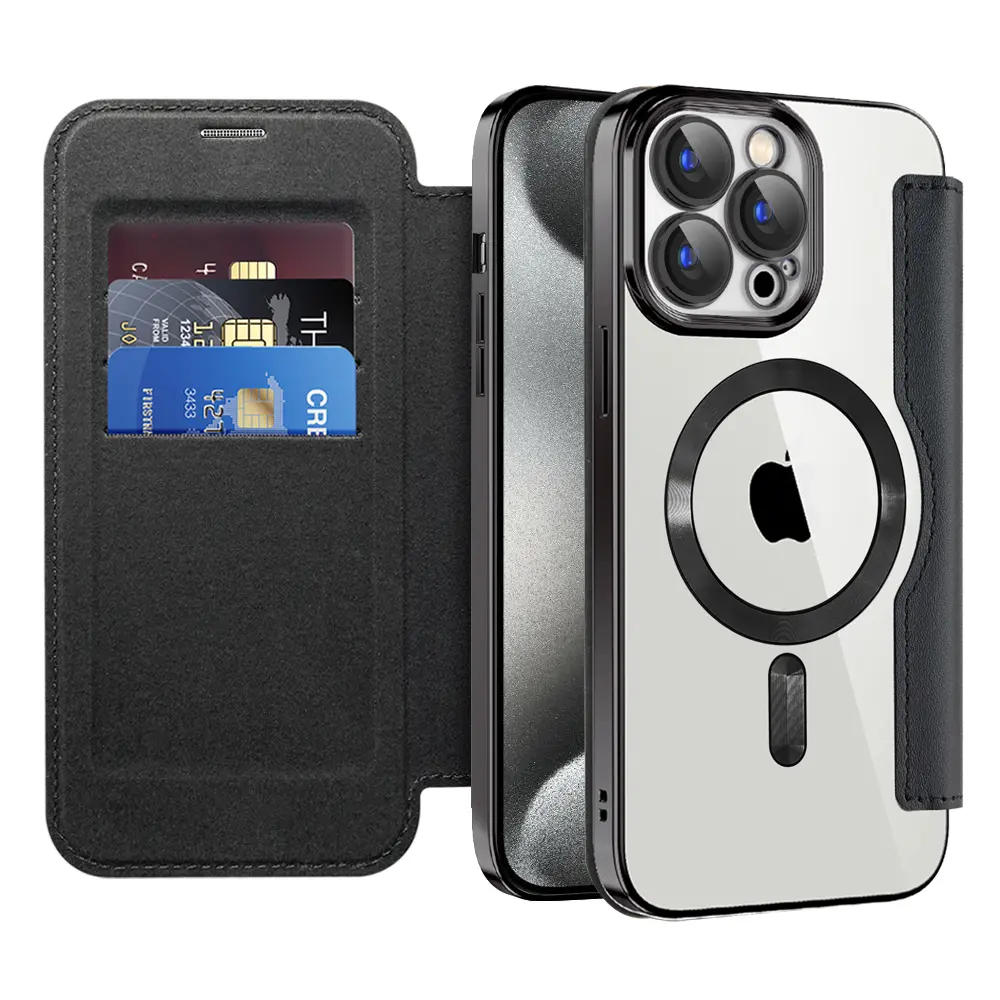 Pouzdro na knihu Techsuit SmartMag pro iPhone 15 Pro Max černé