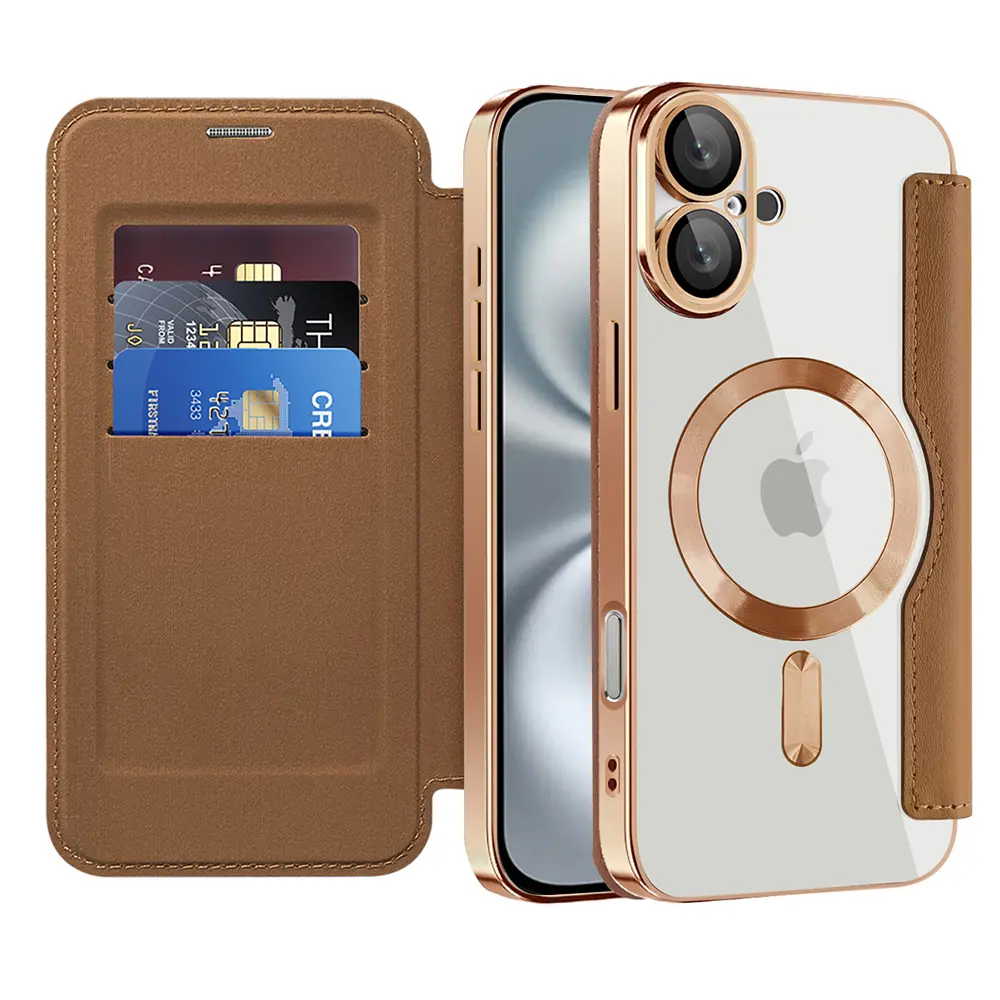 Pouzdro na knihu Techsuit SmartMag iPhone 16 Plus hnědé