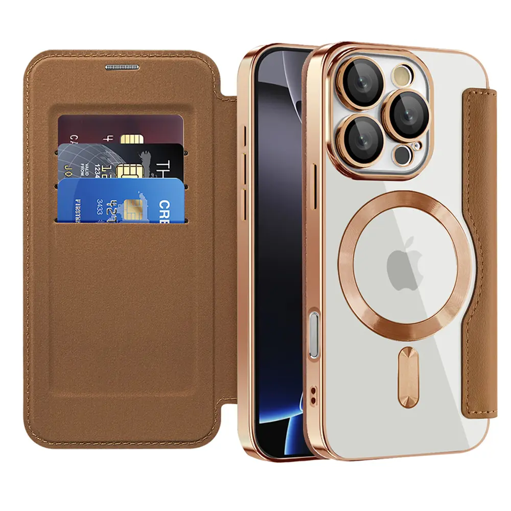 Pouzdro na knihu Techsuit SmartMag pro iPhone 16 Pro hnědé