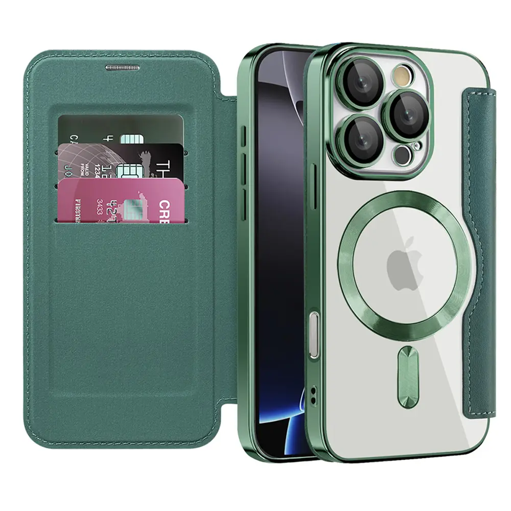 Techsuit SmartMag knížkové pouzdro iPhone 16 Pro zelená