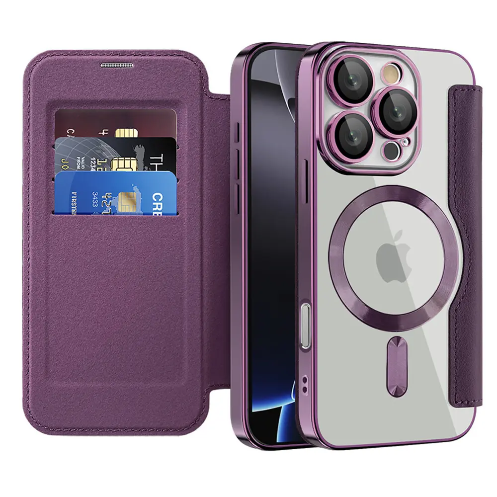 Pouzdro na knihu Techsuit SmartMag pro iPhone 16 Pro fialové