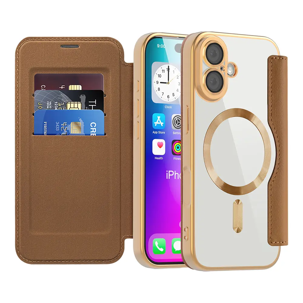 Pouzdro na knihu Techsuit SmartMag pro iPhone 17 hnědé
