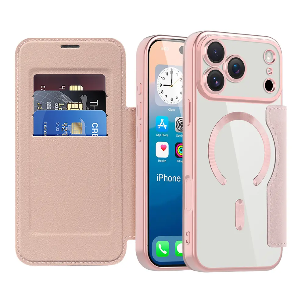 Techsuit SmartMag knížkové pouzdro iPhone 17 Pro růžové