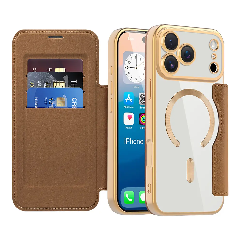 Pouzdro na knihu Techsuit SmartMag pro iPhone 17 Pro hnědé