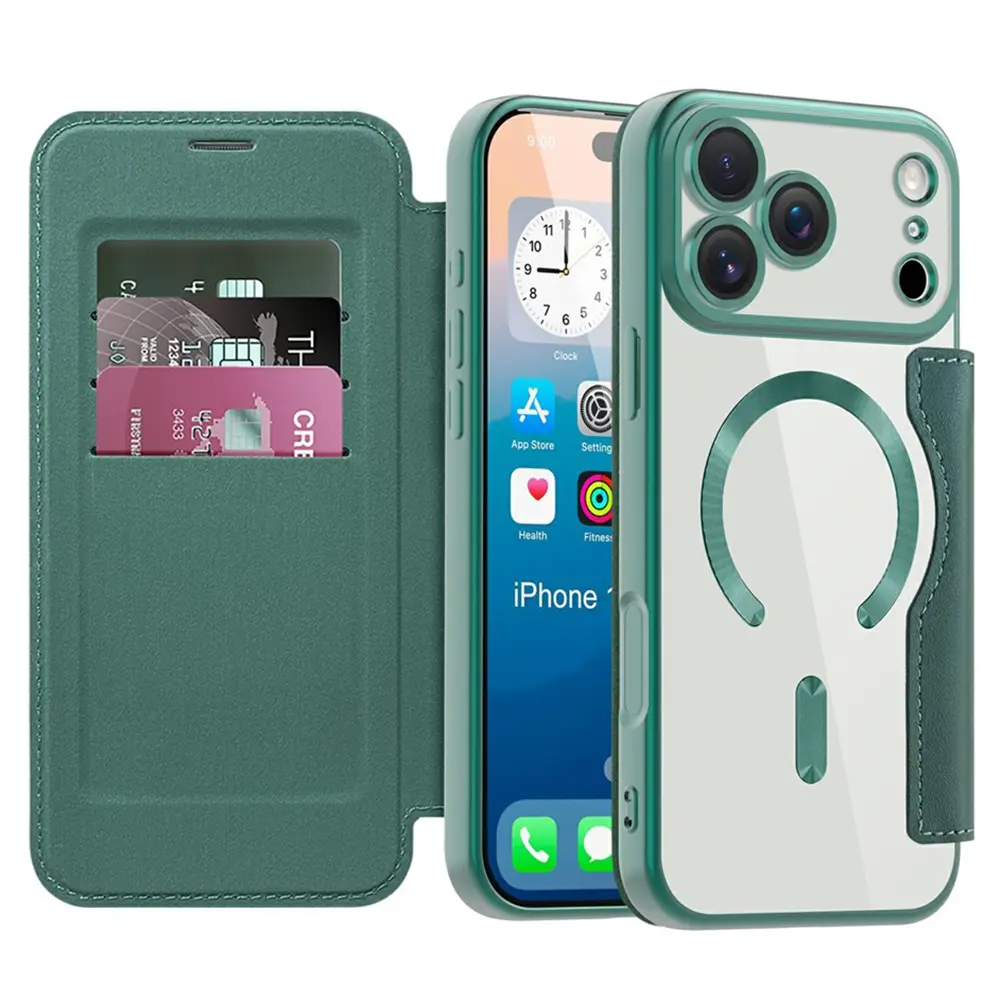 Pouzdro na knihu Techsuit SmartMag pro iPhone 17 Pro zelené