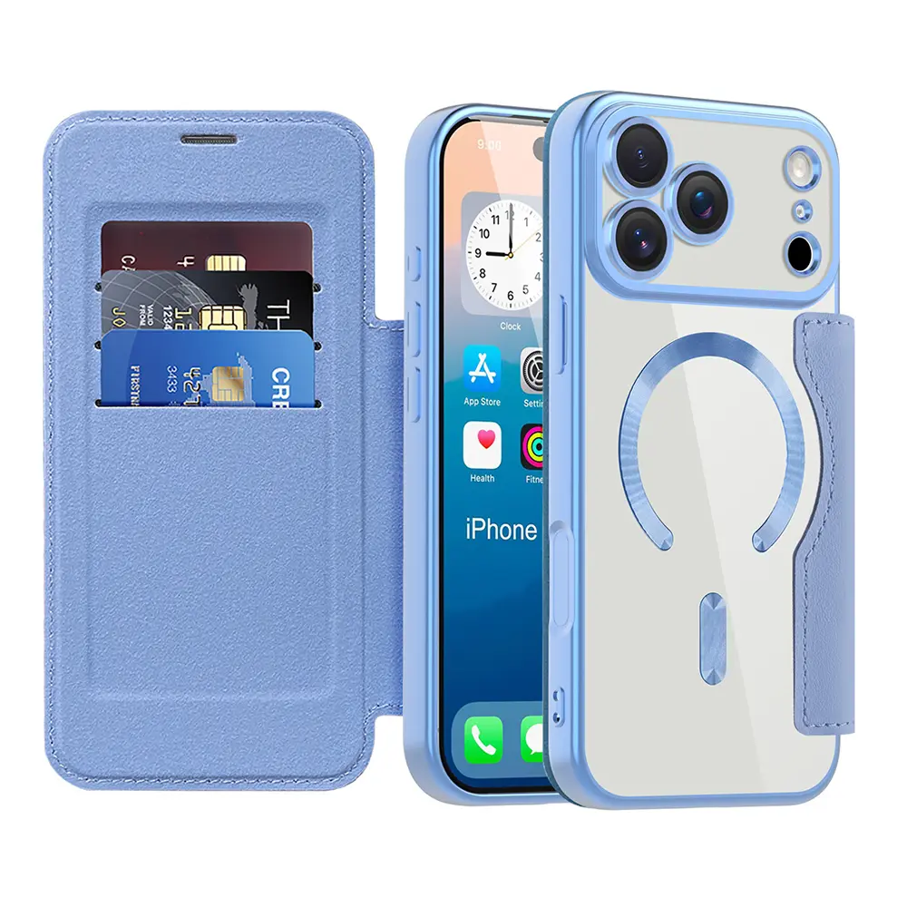 Pouzdro na knihu Techsuit SmartMag iPhone 17 Pro světle modré