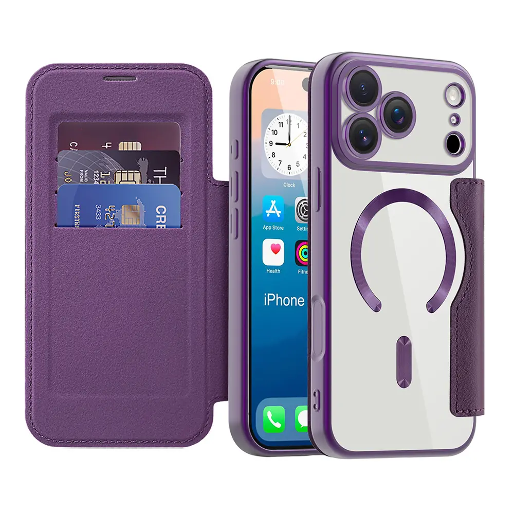 Pouzdro na knihu Techsuit SmartMag iPhone 17 Pro Max fialové