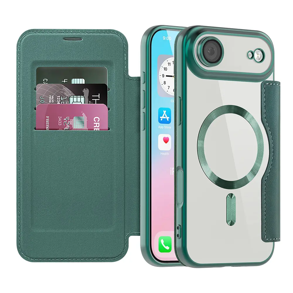 Pouzdro na knihu Techsuit SmartMag iPhone 17 Air zelené